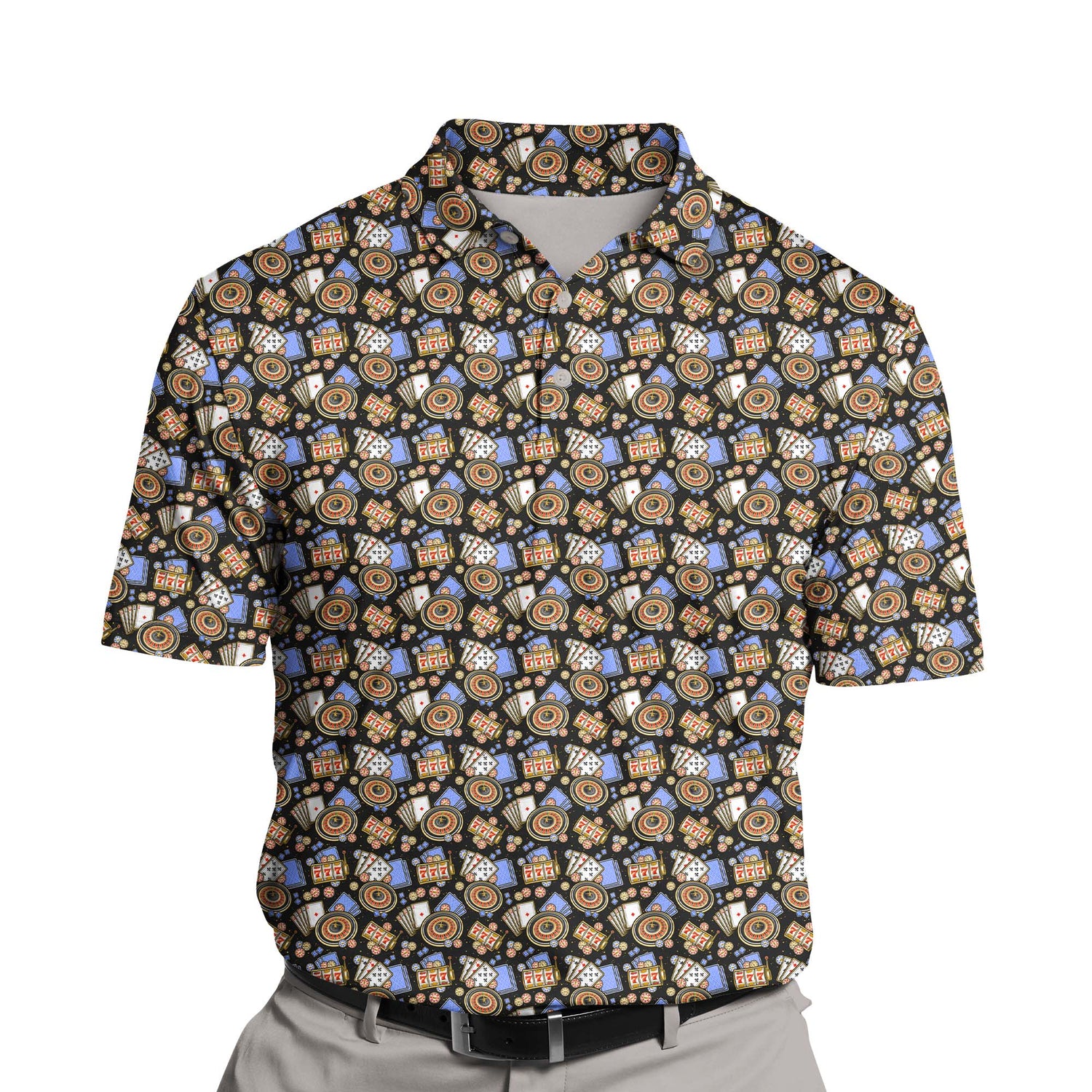 Colorful funny golf shirts with faces on them, perfect for adding fun to your game.