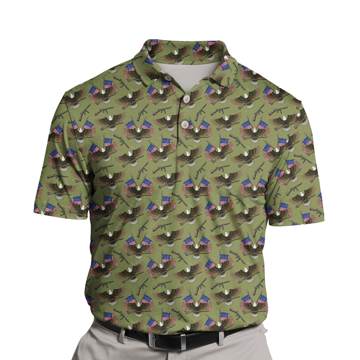 Military America Funny Golf Shirts with Faces or Logos