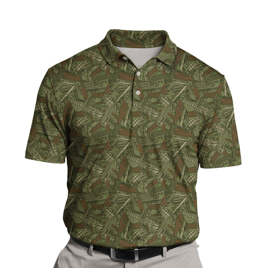 Custom funny golf shirts with faces on them and sniper designs.