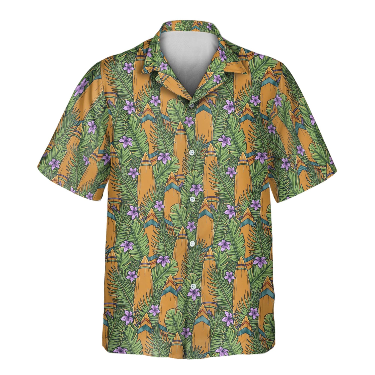 Custom Hawaiian shirts with Polynesian tiki mask prints, adding a fun and cultural twist to stylish shirts with faces on them for summer.
