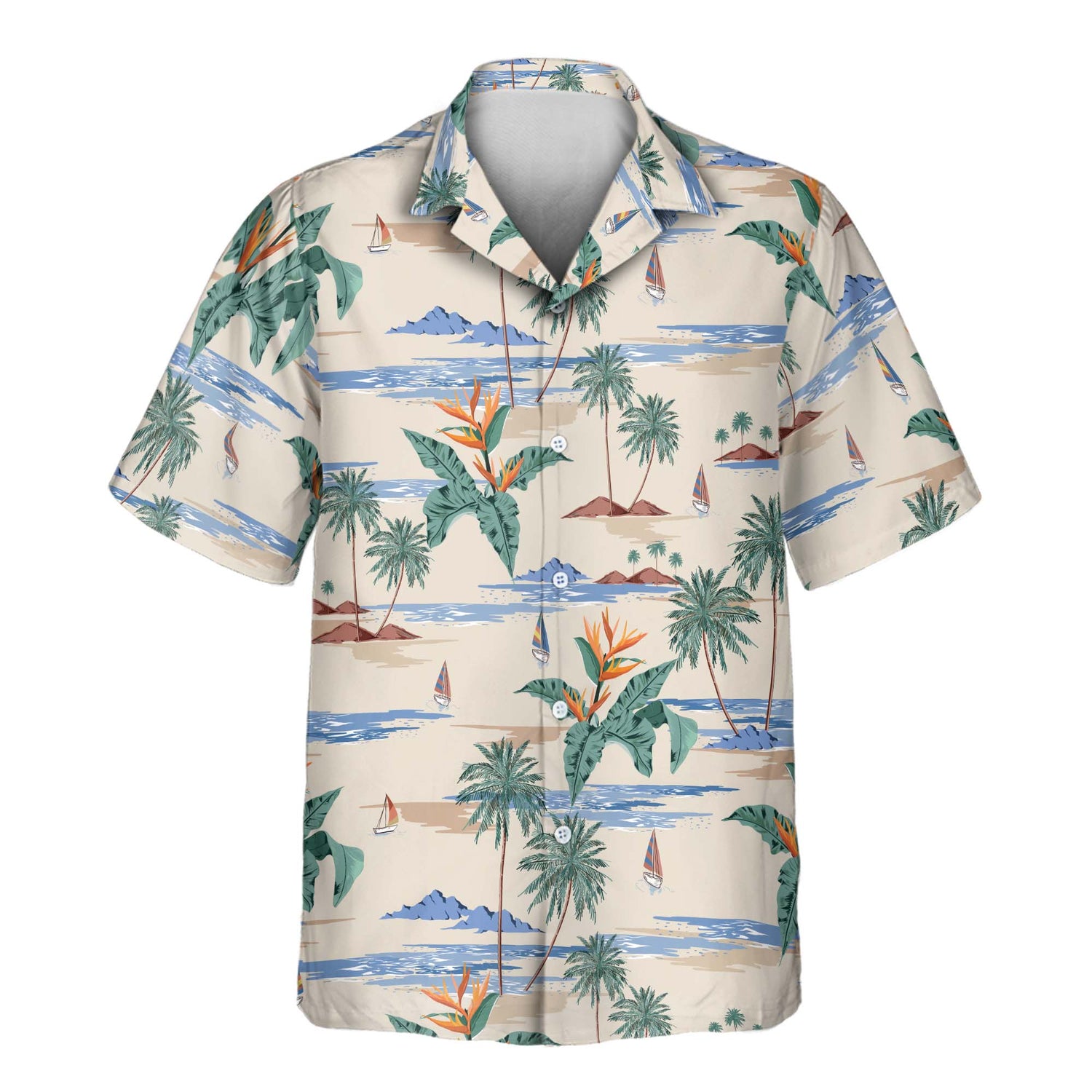Step into paradise with custom Hawaiian shirts featuring coconuts and hibiscus. Personalize shirts with faces on them for a fun, tropical look.