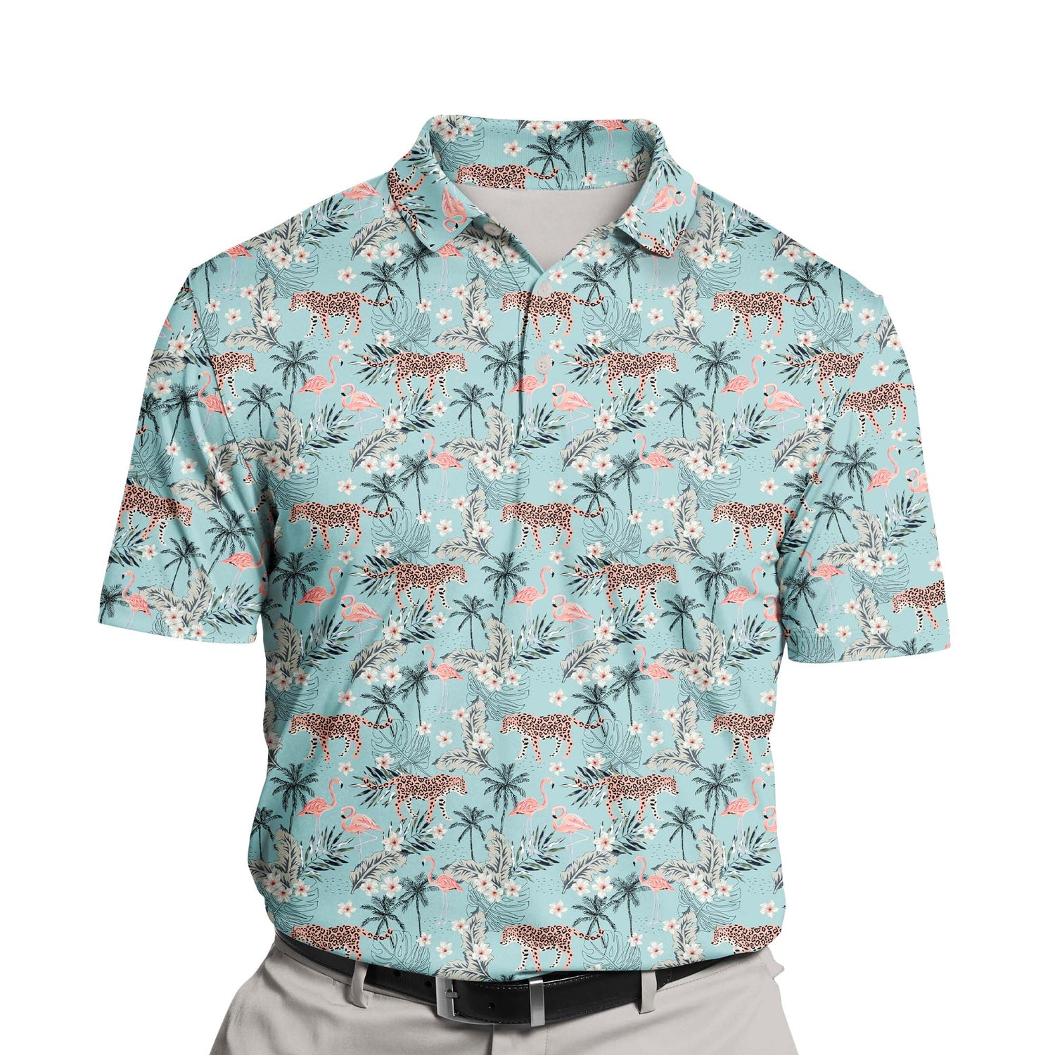 Custom funny golf shirts with faces on them, perfect for a playful golf day with cooling fabric.