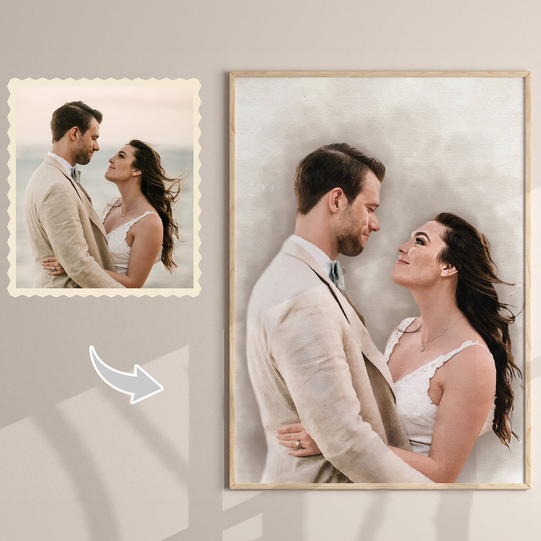 Watercolor Couple Portrait From Photos | Custom Mayy Arts