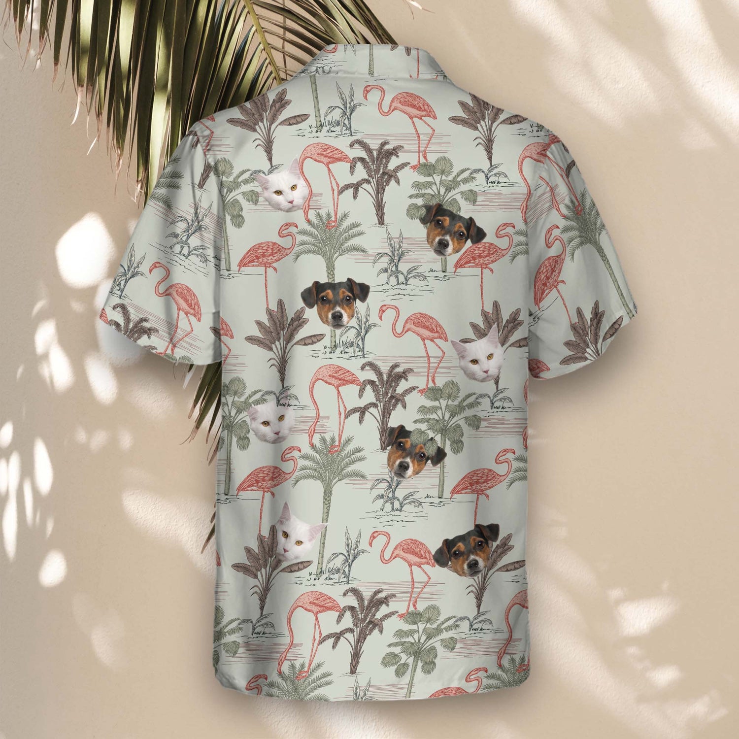 Tropical custom Hawaiian shirts with faces on them, decorated with vivid jungle foliage, colorful flowers, and playful wildlife prints for a stylish vacation.