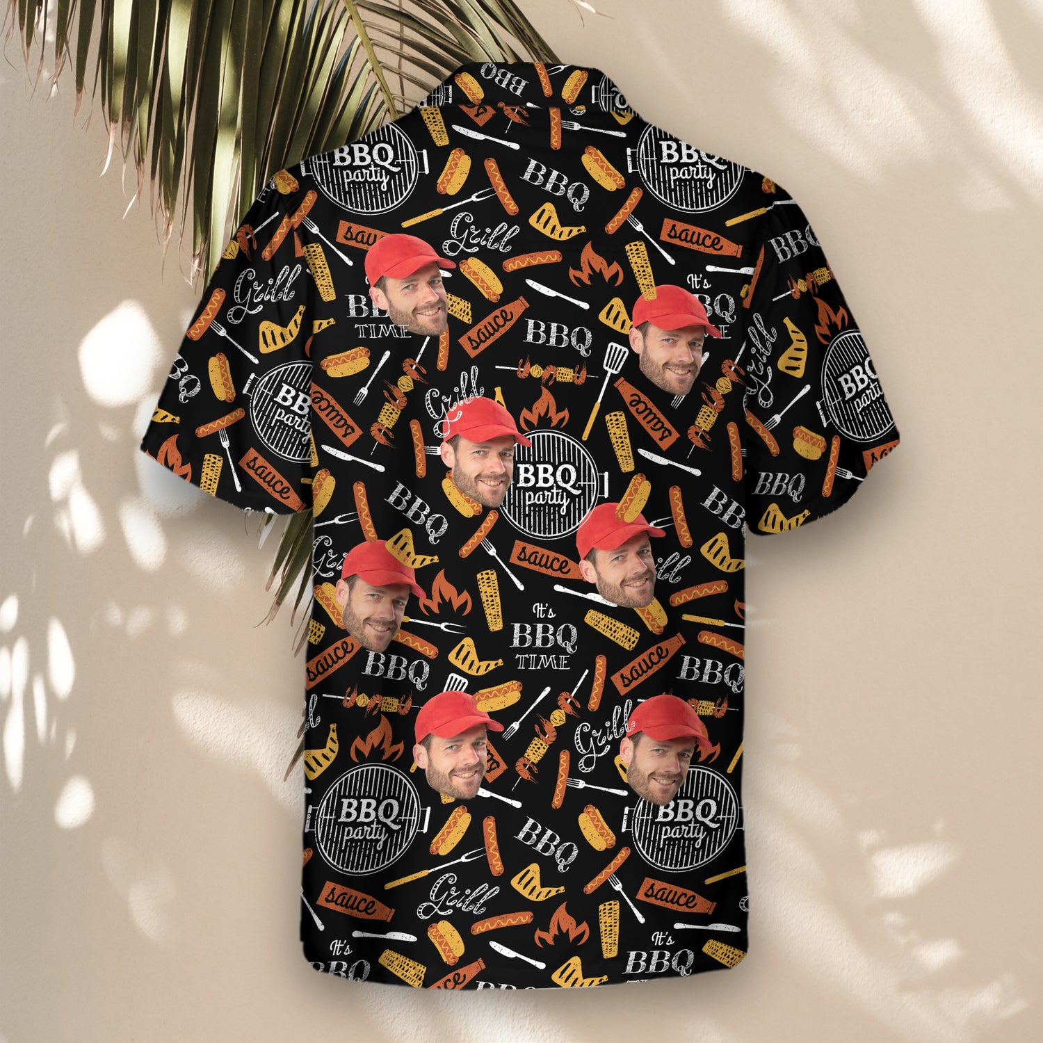 Custom Hawaiian shirts with BBQ scenes and shirts with faces on them, offering a lightweight, fun vibe for BBQ enthusiasts at summer parties and picnics.