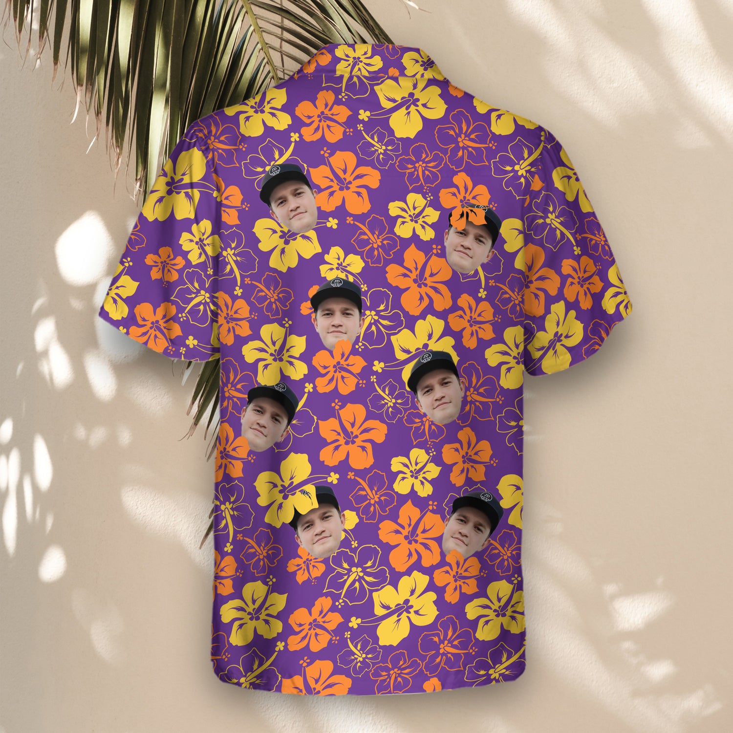 A Purple Floral Hibiscus Custom Hawaiian Shirt featuring vibrant purple hibiscus flowers and tropical floral accents. This comfortable, short-sleeve shirt is perfect for beach vacations, summer parties, or casual island wear, offering a bold and tropical design with a relaxed fit.