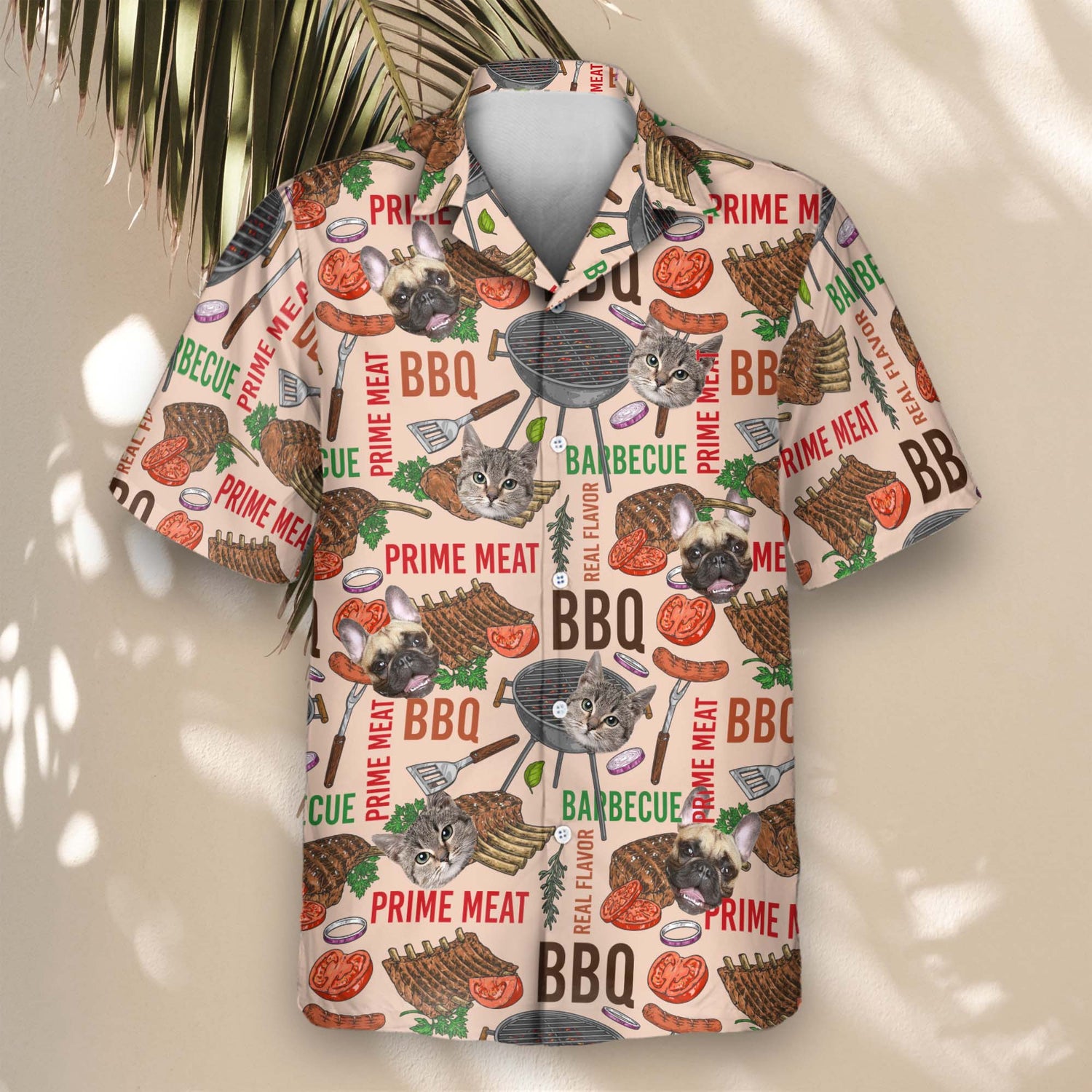 Shirts with faces on them meet BBQ vibes! These custom Hawaiian shirts showcase a sizzling barbecue theme with bold flames, juicy meat, and fun retro style.