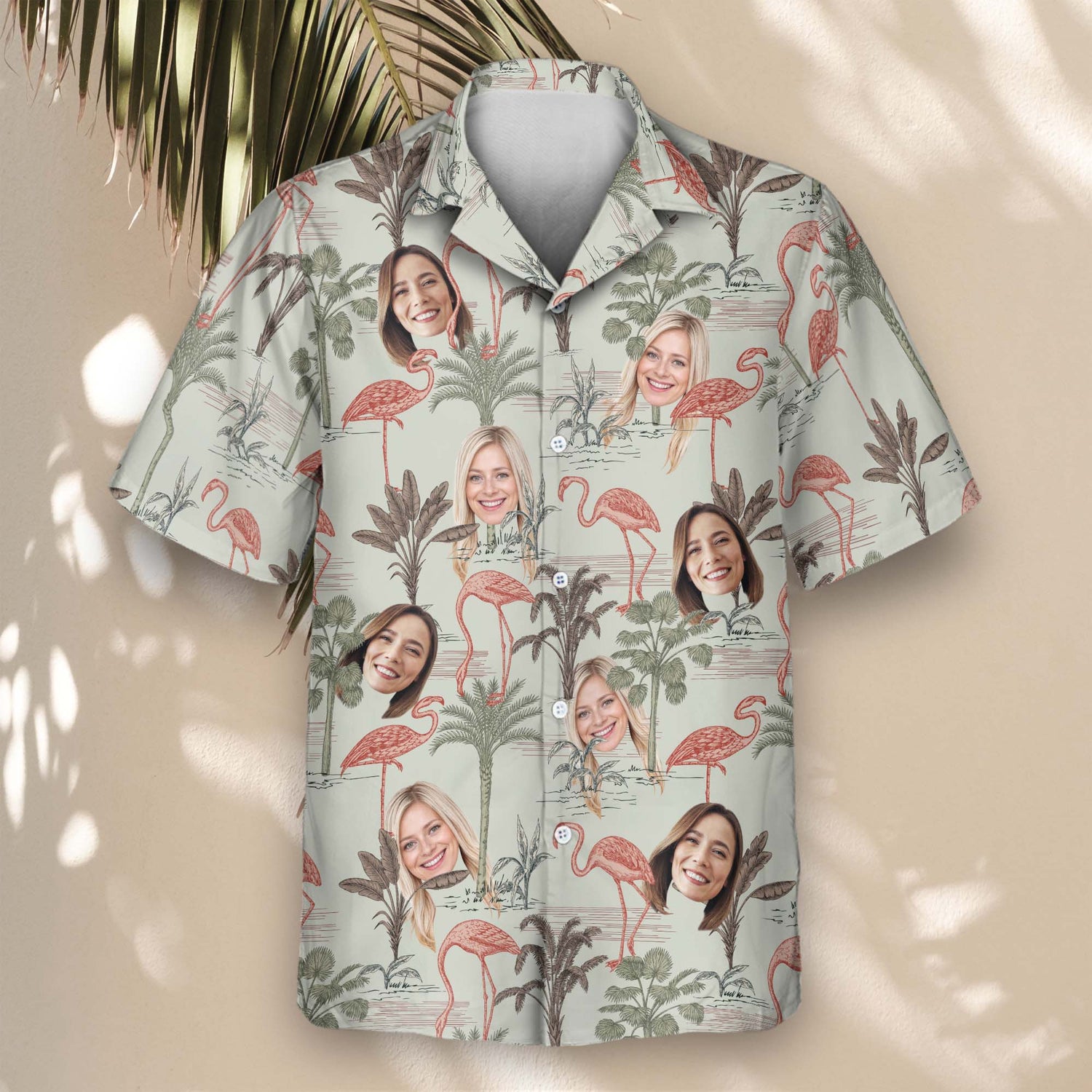 Custom Hawaiian shirts with faces on them, inspired by the exotic jungle, featuring palm leaves, bright florals, and a breezy fit for tropical adventures.


