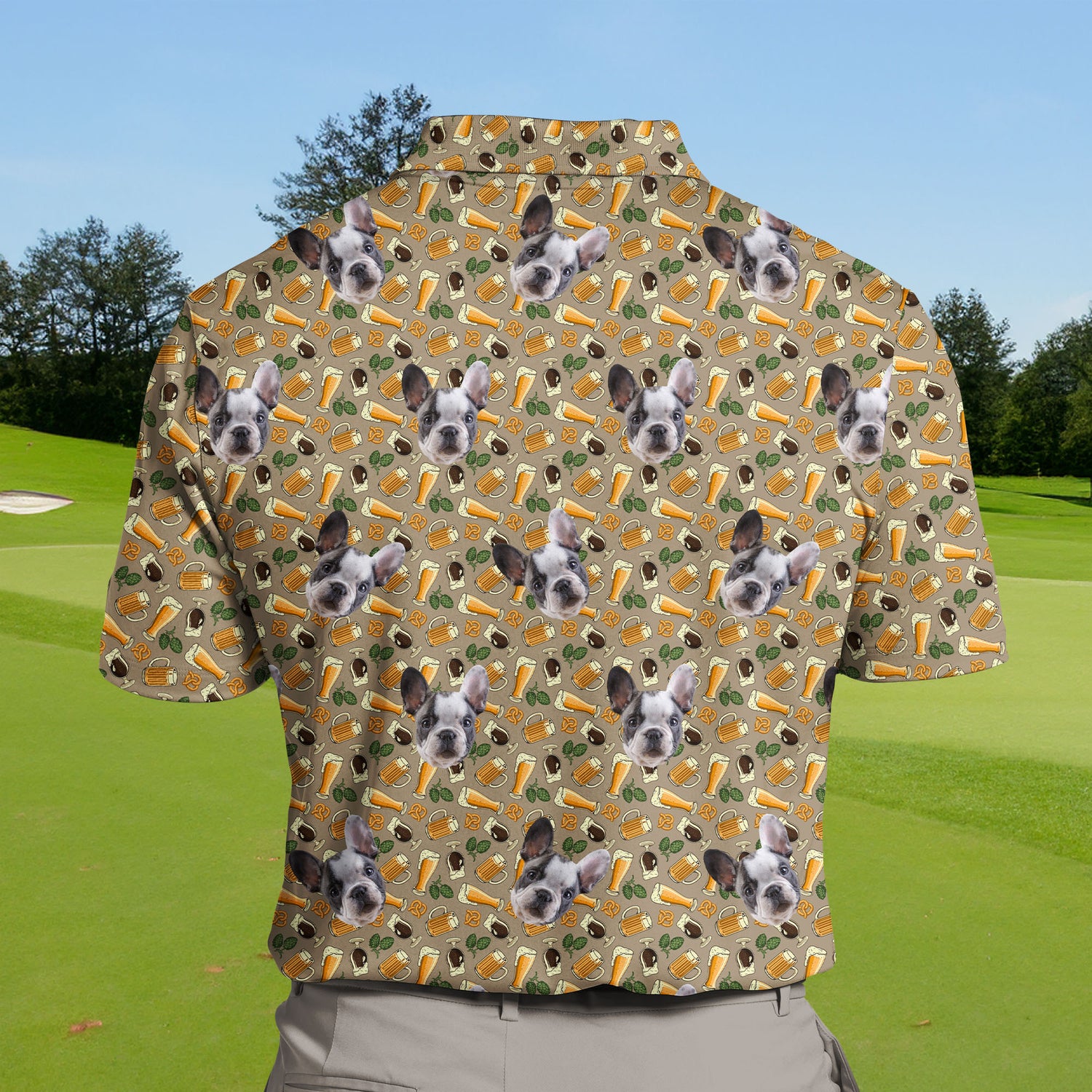 Breathable cooling fabric golf shirts with fun beverage-inspired logos.