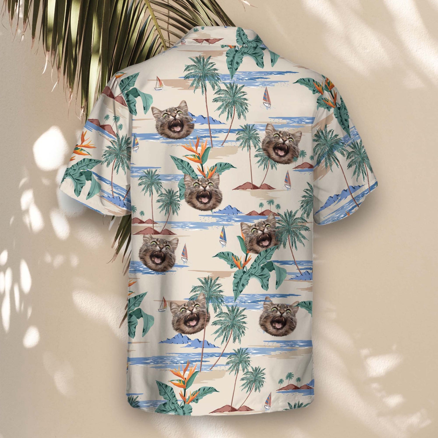 Tropical custom Hawaiian shirts with coconuts, hibiscus, and lush designs. Add faces on them for a lightweight, stylish look for any tropical occasion.
