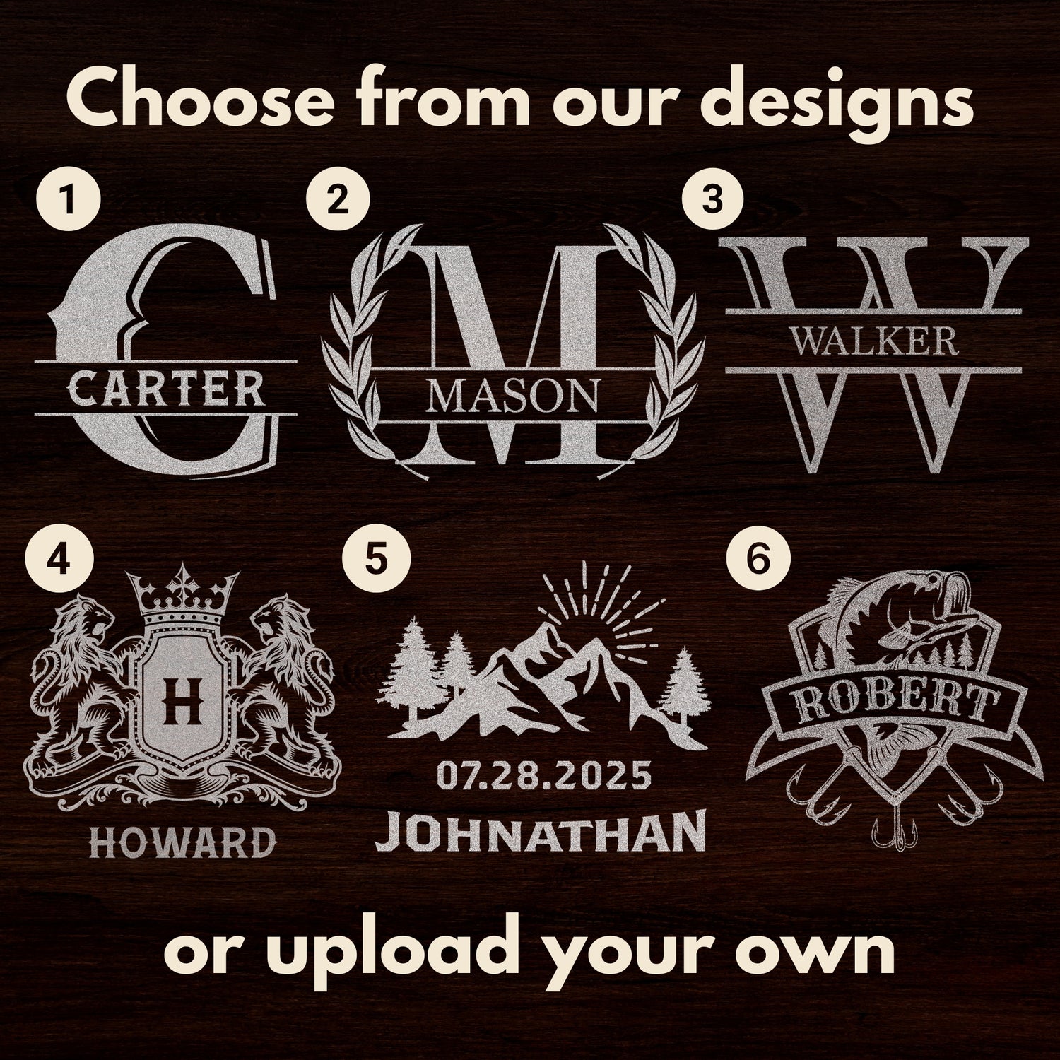 Personalized whiskey glass with custom engraving featuring a name and date, perfect gift for him, displayed on a wooden table with warm lighting.